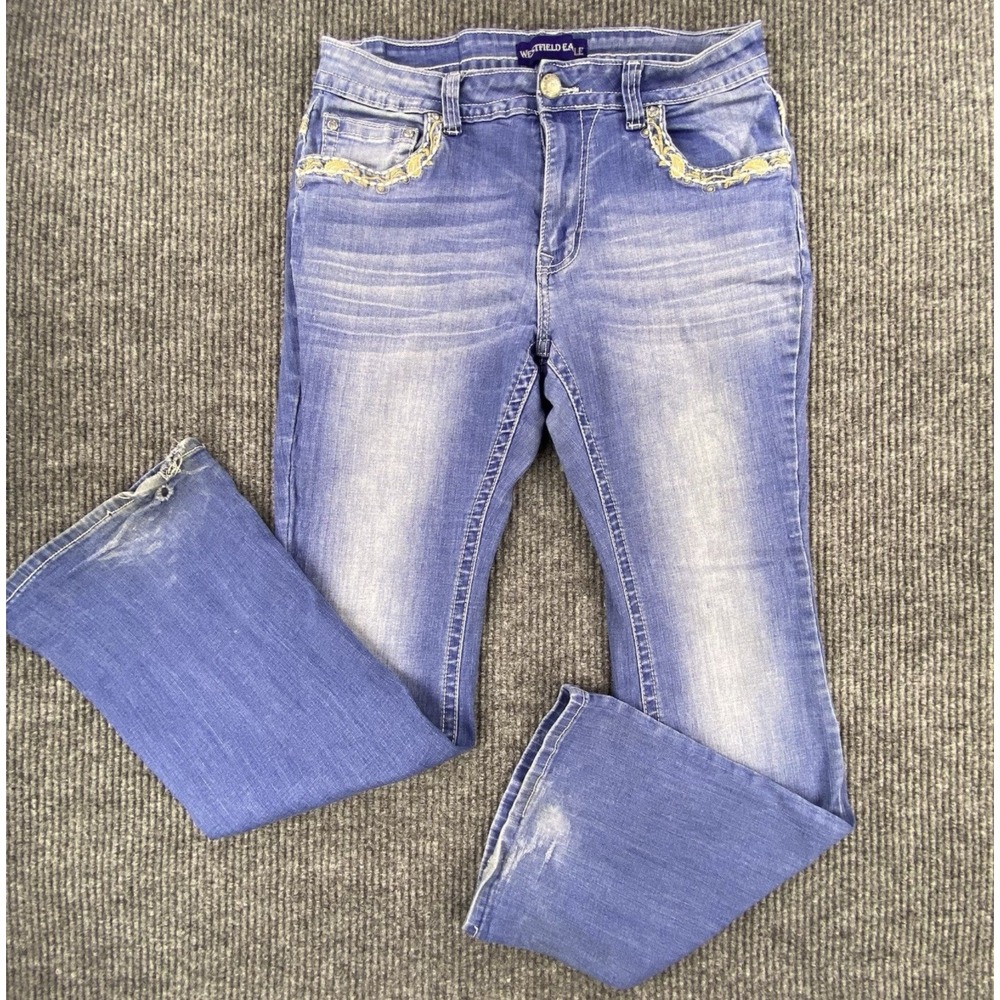 Westfield Eagle Bootcut Jeans Womens 15 Blue Embroidered Y2K Western Cowgirl